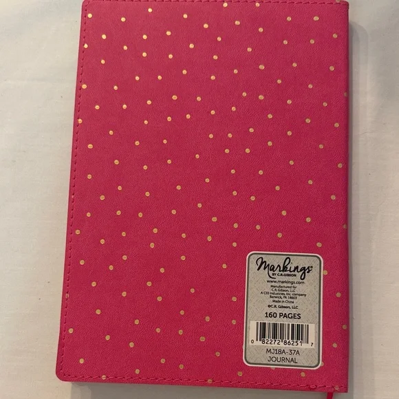 Pink and Gold Polka Dot Journal with Floral pen - Picture 2 of 5